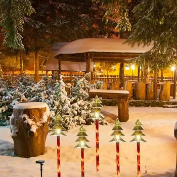 Рождественский набор из 5 водонепроницаемых светильников на солнечных батареях для ландшафтного дизайна, рождественские светодиодные светильники для украшения дорожек и газонов, патио 812 5pcs in one