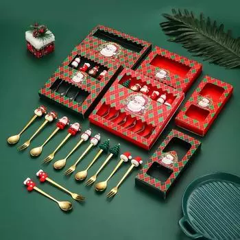 Рождественский набор ложек и вилок, креативная бытовая посуда, съемные вилки, кофейные, чайные, десертные ложки и вилки, изысканные подарочные наборы