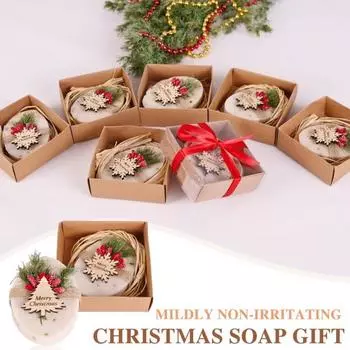 Рождественский набор мыла ручной работы, ароматизированное мыло в виде елки и снежинки, декор в виде красной ленты, мягкое, не вызывающее раздражения праздничное мыло, подарочные рождественские подарки Snowflake