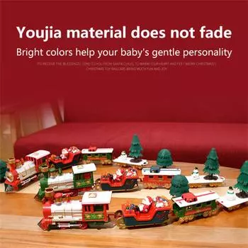 Рождественский набор поездов Праздничная мини-модель локомотива со светом, звуком, водяным паром, железнодорожные наборы, электрические рельсы, игрушки, детский подарок