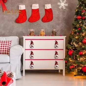Рождественский набор ручек для дверцы шкафа, простая установка, универсальные праздничные чехлы для кухонных ручек с гномами, аксессуары для вечеринок F