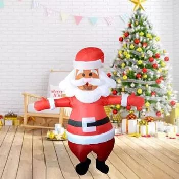 Рождественский надувной костюм для взрослых, надувной костюм Санта-Клауса с нагнетателем для ролевых игр A