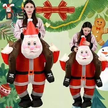Рождественский надувной костюм для взрослых, надувной костюм Санта-Клауса с нагнетателем, ролевая игра, рождественский реквизит для мужчин и женщин A