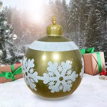 Рождественский надувной мяч диаметром 60 см, водонепроницаемый рождественский мяч, устойчивый к разрывам, многоразовый, гигантский надувной мяч для праздничного декора двора, газона, крыльца H