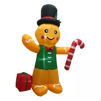 Рождественский надувной пряничный человечек со светодиодными огнями для украшения двора