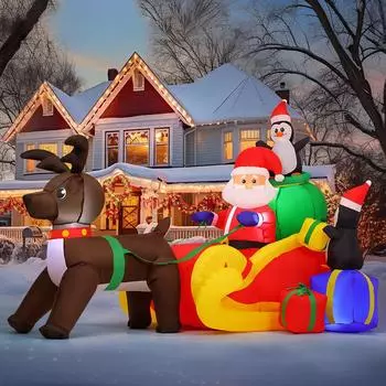 Рождественский надувной Санта-Клаус Снеговик Встроенный светодиодный светильник Рождественское украшение для сада Декор Рождественский внутренний наружный орнамент