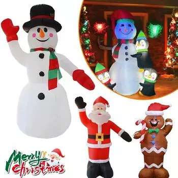 Рождественский надувной снеговик, светодиодный снеговик для сада, рождественская кукла, украшение для сада, 1,4/1,5 м/2,4 м US