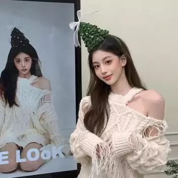 Рождественский наряд Рождественская елка бант твист палочка повязка на голову своими руками повязка на голову рождественский подарок головной убор аксессуары для волос