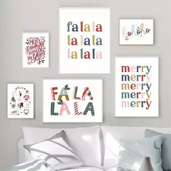Рождественский настенный художественный постер, праздничные счастливые цитаты, печатные изображения, мультяшная рождественская вечеринка, картина 21cm30cm NoFrame