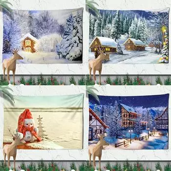 Рождественский настенный рождественский камин, домашний настенный рождественский гобелен со снеговиком, большой размер гобелена 100x75cm
