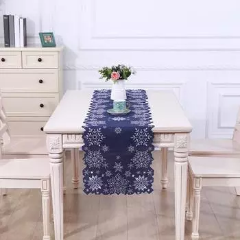 Рождественский настольный флаг для домашнего праздничного декора скатерти / рождественский снежный флаг для стола, украшение для новогодней вечеринки Navidad One Size синий