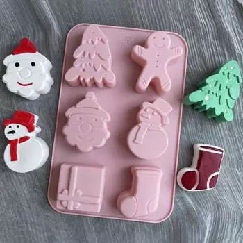 Рождественский носок Санта-Клауса Силиконовая форма для шоколада Снежинка Дерево Снеговик Конфеты Печенье Форма для льда Мыло Свеча DIY Торт Декор Подарок