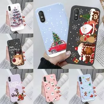Рождественский Новогодний чехол для Redmi 9A 9AT, чехол для телефона с мультяшным оленем, Санта-Клаусом, чехол, мягкий силиконовый чехол для Xiaomi Redmi 9A, противоударные защитные сумки на спине Redmi 9A