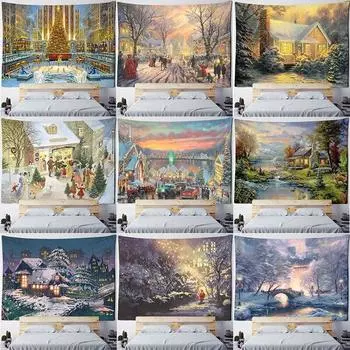 Рождественский Новый год танцевальный гобелен настенный праздничный подарок снеговик картина маслом настенное художественное украшение комнаты украшение дома 100x75cm