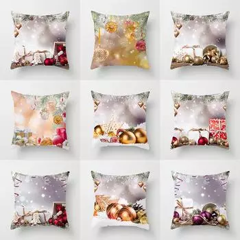 Рождественский Новый год украшение наволочка шар подвеска напечатанный декоративный чехол для подушки диван подушка для дома 40x40cm