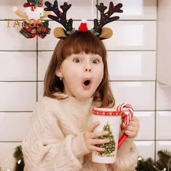 Рождественский ободок с оленьими рогами для женщин, обруч для волос из оленьих рогов, праздничный костюм, уши, плюшевый материал, гибкий головной убор красный