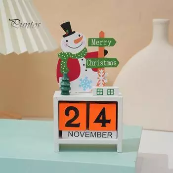 Рождественский обратный отсчет Блоки 99 дней до Рождества Адвент-календарь Деревянный Санта-олень Снеговик Настольная фигурка Праздничный домашний декор Santa Claus