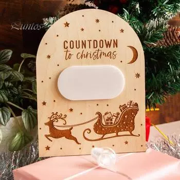 Рождественский обратный отсчет, деревянный стираемый рождественский орнамент, обратный отсчет до Рождества, сани, праздничный декор, подарки для детей 1pc