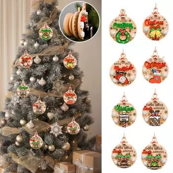 Рождественский обратный отсчет украшений Деревянный Санта Венок Чулок Колокольчик Подвеска Дни до Рождества Подвесные украшения M