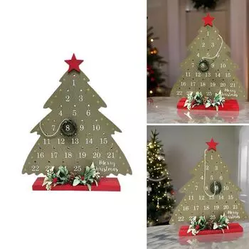 Рождественский обратный отсчет времени Деревянный адвент-календарь Элегантная настольная подставка для рождественской елки Календарь обратного отсчета времени для праздничных декораций