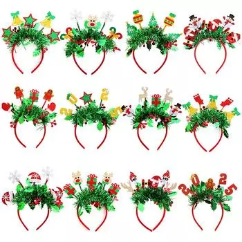 Рождественский обруч для волос 2025 года, украшение для вечеринки в канун Нового года, рождественская повязка на голову для детей и взрослых