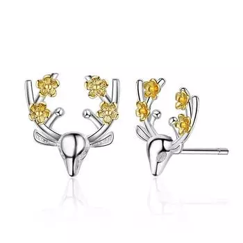 Рождественский олень, 1 пара, блестящие серьги-гвоздики из циркония для женщин, винтажные свадебные украшения, стильный и элегантный модный подарок для девушки