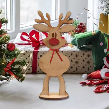 Рождественский олень Декор Настольное украшение Деревянное деревенское M