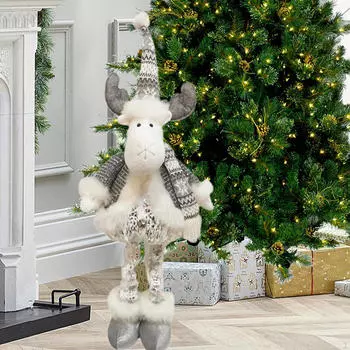 Рождественский олень, кукла, настольная фигурка, симпатичный, выдвижной, плюшевый, рождественский декор для столовой