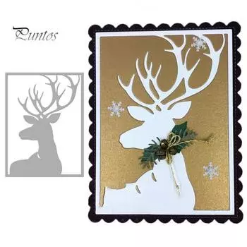 Рождественский олень Лось Металлические штампы DIY Скрапбукинг Тиснение бумажные карты Декор серебряный