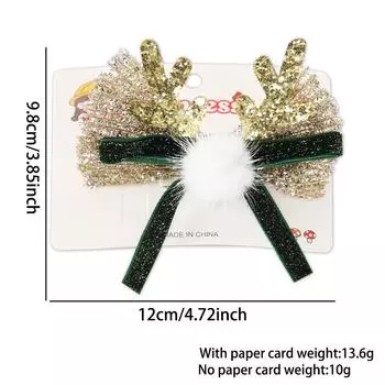 Рождественский олень Привлекательный аксессуар для волос с рогами и ярким бантом для всех праздничных случаев Gold Green Bow