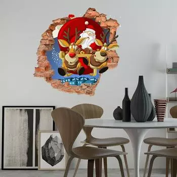 Рождественский олень сани настенные наклейки дома рождественские украшения наклейки на стены One Size