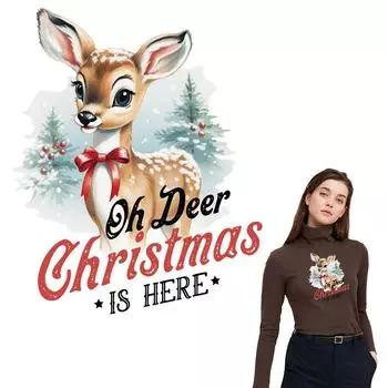 Рождественский олень, термонаклейка, нашивка на зимние подарки, моющиеся виниловые толстовки A-Level, топы, термонаклейка, принт на джинсах