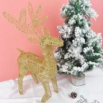 Рождественский олень, украшение из железной проволоки, олень, украшение для двора, стоящая статуя оленя красный