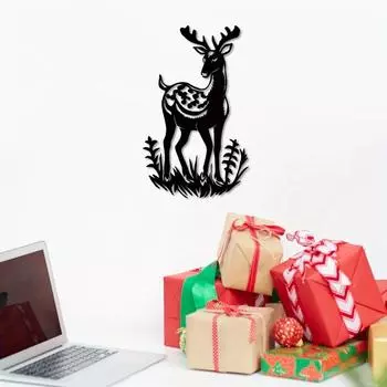 Рождественский олень Зимняя настенная художественная вывеска Идеальная табличка для ванной комнаты, ресторана, фермы, спальни, кафе и школы | Идеальный праздничный подарок светло-серый