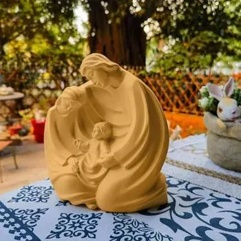 Рождественский орнамент из смолы, художественное ремесло, золотой, белый, элегантный, для отца, матери, сына, семейная фигурка, статуя, скульптура, украшение для рабочего стола, подарок на день рождения белый