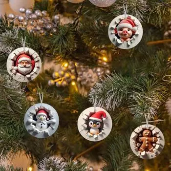 Рождественский орнамент мультфильм Санта снеговик пряничный человечек подвесное украшение 2D акриловый кулон для праздничного декора елки Santa Claus