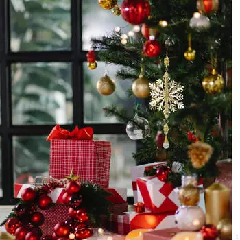 Рождественский орнамент подвеска-шарм железная рождественская елка декор подвесное украшение для праздника Snowflake Silver