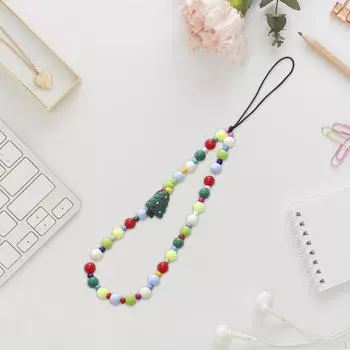 Рождественский орнамент телефон шнурок аксессуары цепочка шарм для путешествий Christmas Tree