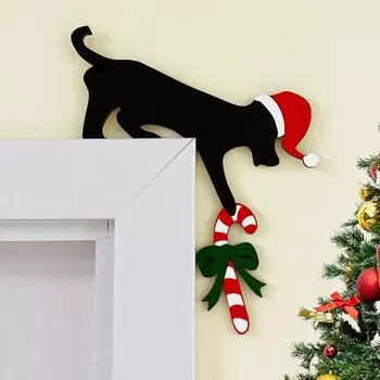 Рождественский орнамент Уникальный творческий ручной работы для домашней вечеринки Мультяшный кот Собака Дверной уголок Подарок Костыль