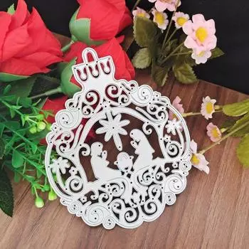 Рождественский орнамент Вырубные штампы Металлические штампы Вырубные штампы Углеродистая сталь Скрапбукинг Стальное ремесло 10.3x11.3cm