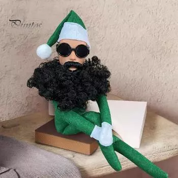 Рождественский орнамент в виде бородатого эльфа, прочный гибкий длинноногий эльф, плюшевая игрушка для украшения дома, праздника красный