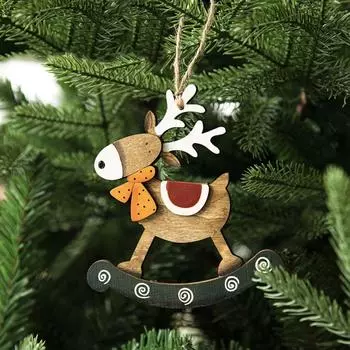 Рождественский орнамент в виде лошади, деревянная рождественская подвеска, украшение на рождественскую елку, подвеска, украшение для дома Style C
