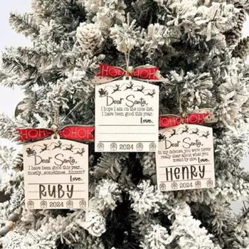 Рождественский орнамент, забавная рождественская елка, деревянная подвеска, почерк, подвесное украшение для праздника своими руками A