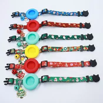 Рождественский ошейник для домашних животных, регулируемые отрывные ошейники для Airtag, ошейник для отслеживания домашних животных, защитный чехол, аксессуары для домашних животных