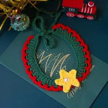 Рождественский ошейник для питомца, вязаный крючком нагрудник, ожерелье для котенка, шарф, вязаный снеговик, костюм Санты, теплый зимний шарф для собак и кошек M