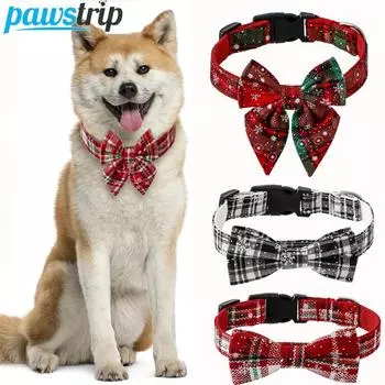 Рождественский ошейник для собак, регулируемые ошейники для маленьких и средних собак, ожерелье с принтом снежинки для кошек, милый галстук-бабочка для щенков, товары для животных B-S красный
