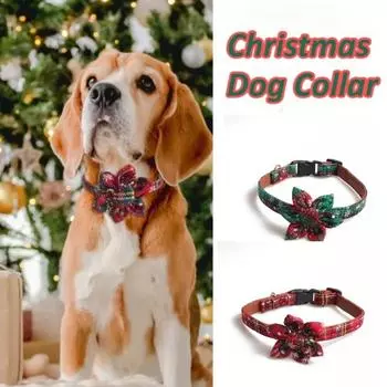 Рождественский ошейник для собак, съемный цветочный ошейник для домашних животных для маленьких и больших собак/кошек, ошейник с подсолнухом из искусственной кожи, рождественский подарок для кошек/собак зелёный