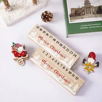 Рождественский отсчет времени Деревянный знак Дни до Рождества Деревянный автомобиль/снежинка/олень Блок Адвент D