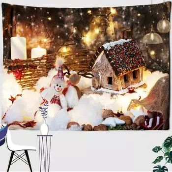Рождественский палевый гобелен HGoliday, милый снеговик, подарок, настенный подвесной мультфильм, психоделические звезды, ночной вид, домашний декор 95x70 CM