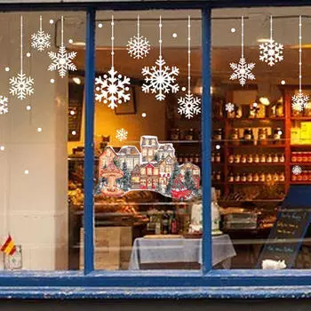 Рождественский парк развлечений, наклейка на окно, стеклянная наклейка, кухонный орнамент, статическое прилипание